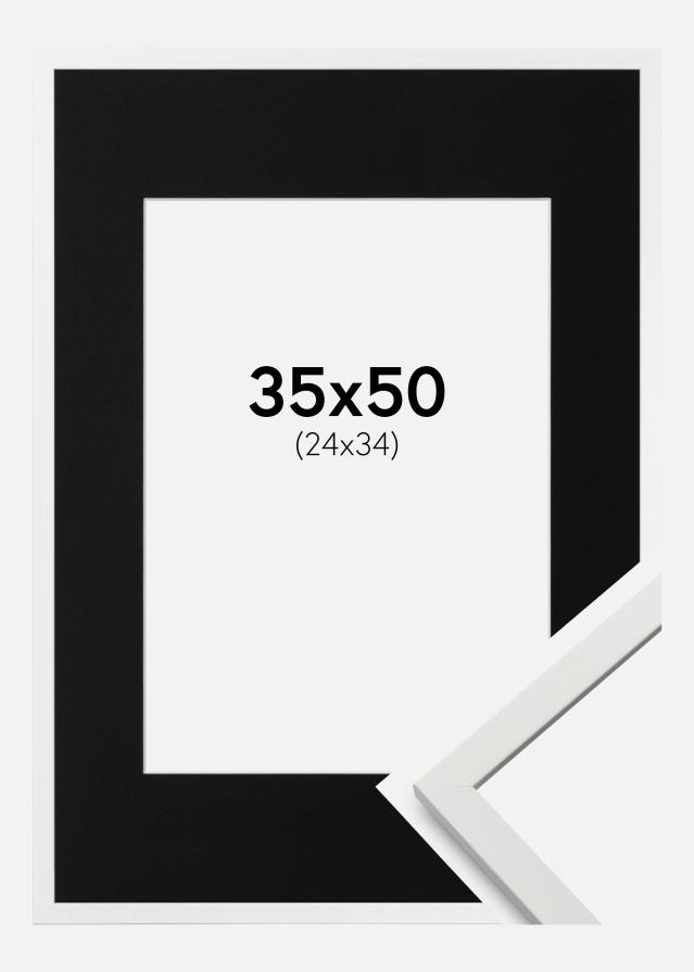 Ramme Edsbyn Hvid 35x50 cm - Passepartout Sort 25x35 cm