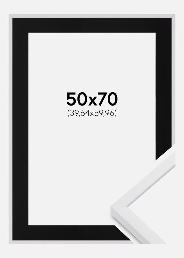 Ramme E-Line Hvid 50x70 cm - Passepartout Sort 16x24 inches