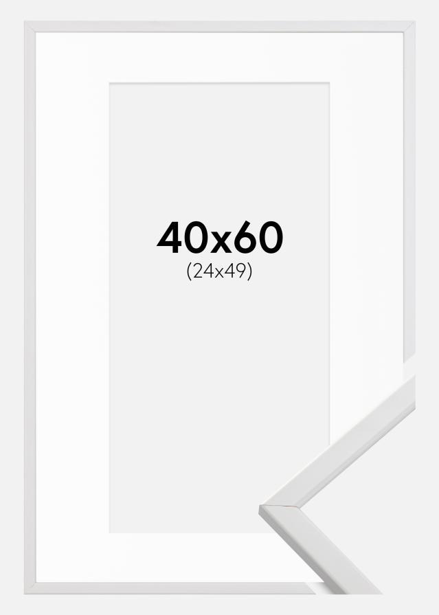 Ramme Galant Hvid 40x60 cm - Passepartout Hvid 25x50 cm