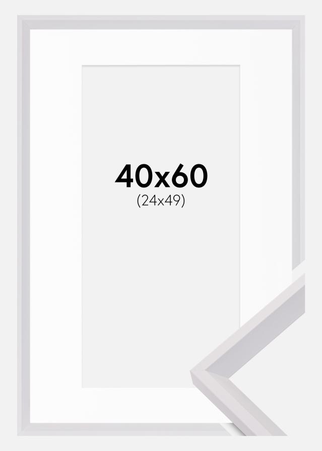 Ramme Globe Hvid 40x60 cm - Passepartout Hvid 25x50 cm