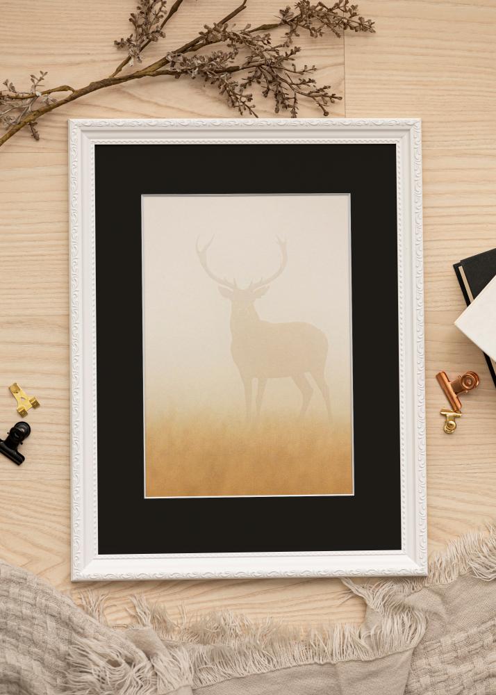 Ramme Abisko Hvid 20x30 cm - Passepartout Sort 15x21 cm (A5)