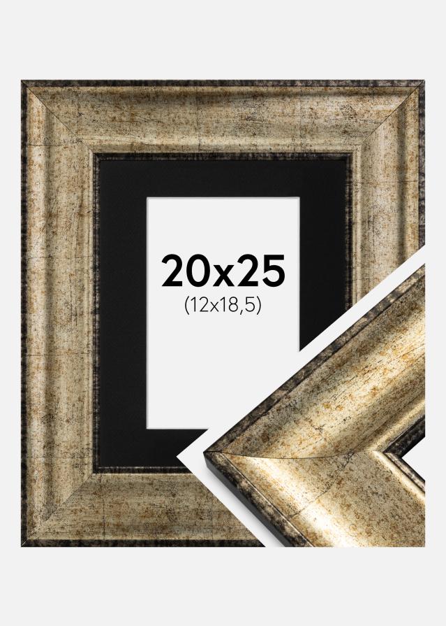 Ramme Saltsjöbaden Antikguld 20x25 cm - Passepartout Sort 13x19,5 cm