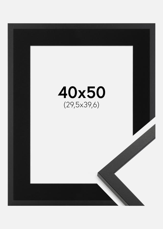 Ramme Trendy Sort 40x50 cm - Passepartout Sort 12x16 inches