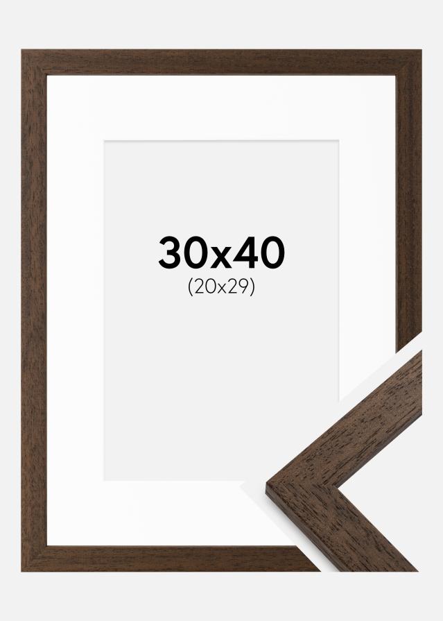 Ramme Brown Wood 30x40 cm - Passepartout Hvid 21x30 cm