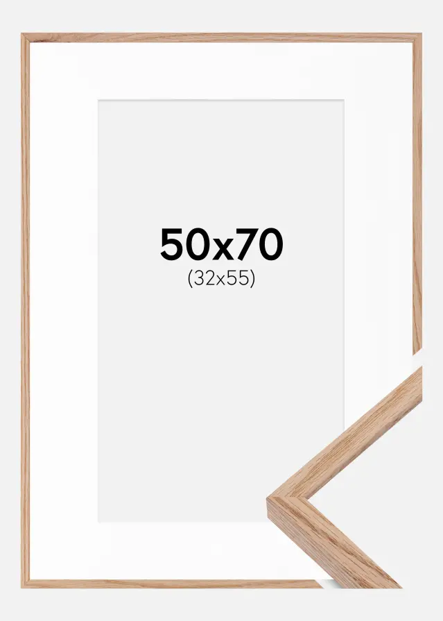 Ramme E-Line Eg 50x70 cm - Passepartout Hvid 33x56 cm