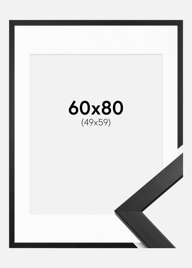 Ramme Stilren Sort 60x80 cm - Passepartout Hvid 50x60 cm