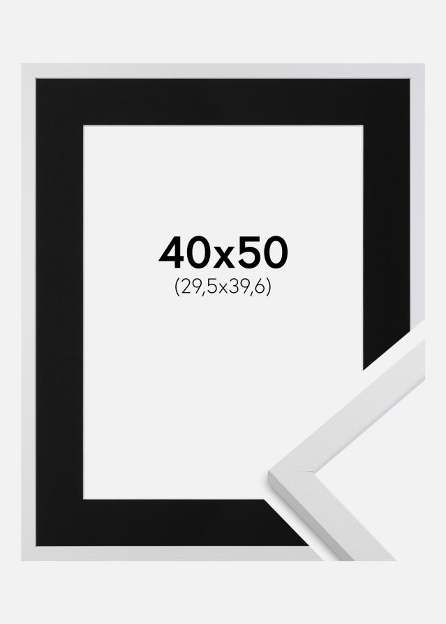 Ramme Trendy Hvid 40x50 cm - Passepartout Sort 12x16 inches