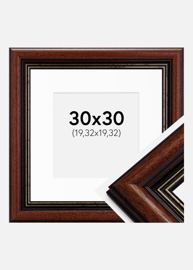 Ramme Old Retro 30x30 cm - Passepartout Hvid 8x8 inches