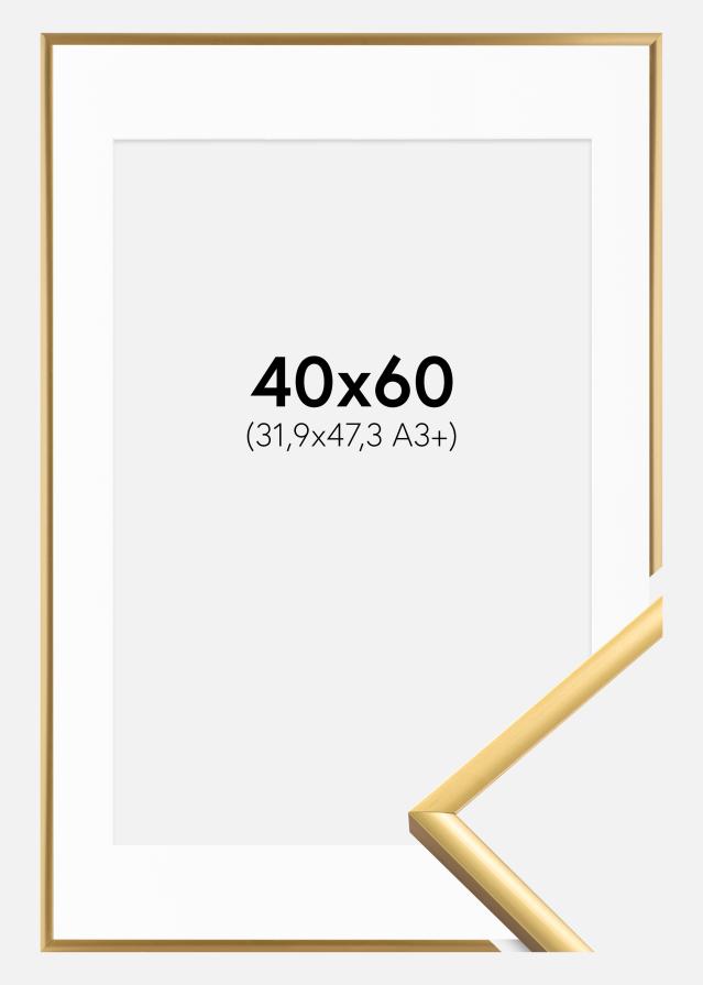 Ramme New Lifestyle Shiny Gold 40x60 cm - Passepartout Hvid 32,9x48,3 cm (A3+)