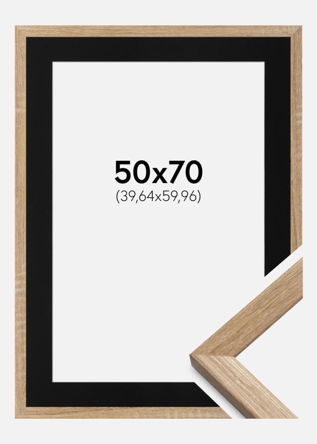 Ramme Fiorito Lys Eg 50x70 cm - Passepartout Sort 16x24 inches