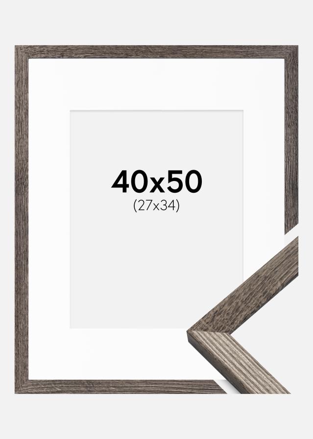 Ramme Fiorito Valnød 40x50 cm - Passepartout Hvid 28x35 cm