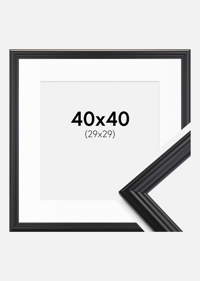 Ramme Siljan Sort 40x40 cm - Passepartout Hvid 30x30 cm