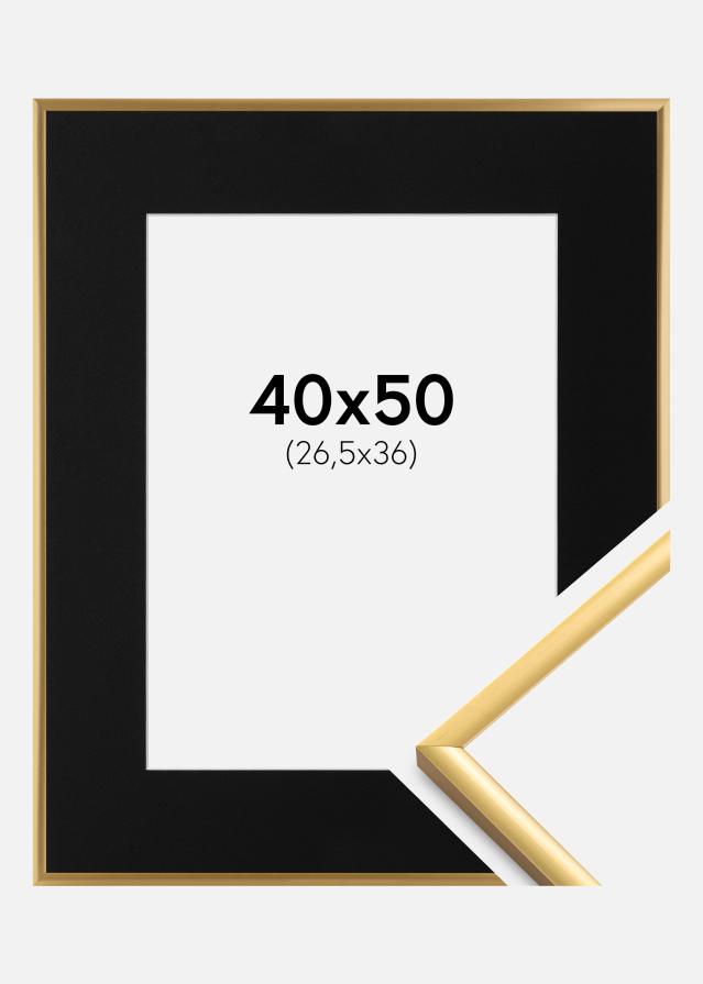 Ramme New Lifestyle Shiny Gold 40x50 cm - Passepartout Sort 27,5x37 cm