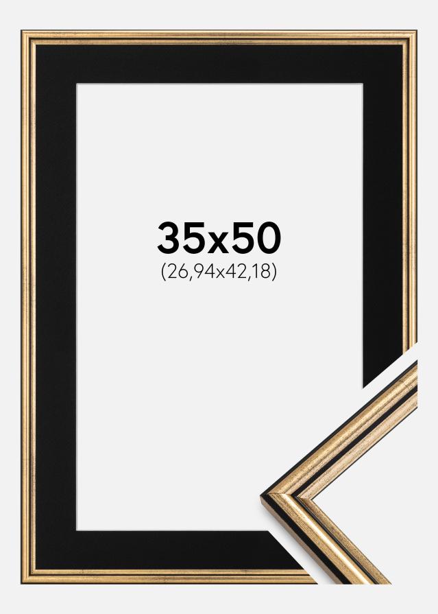 Ramme Horndal Guld 35x50 cm - Passepartout Sort 11x17 inches