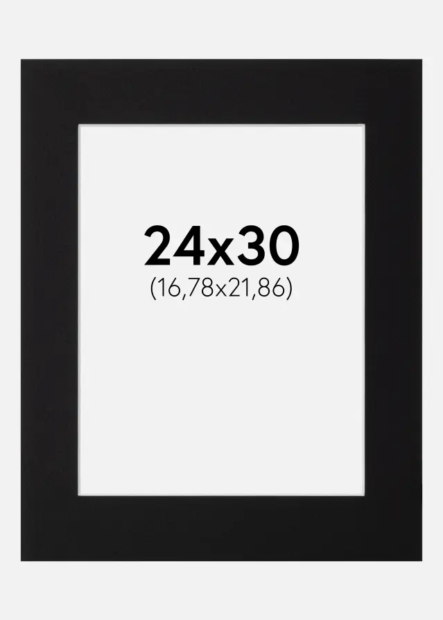 Passepartout Sort Standard (Hvid Kerne) 24x30 cm (16,78x21,86)