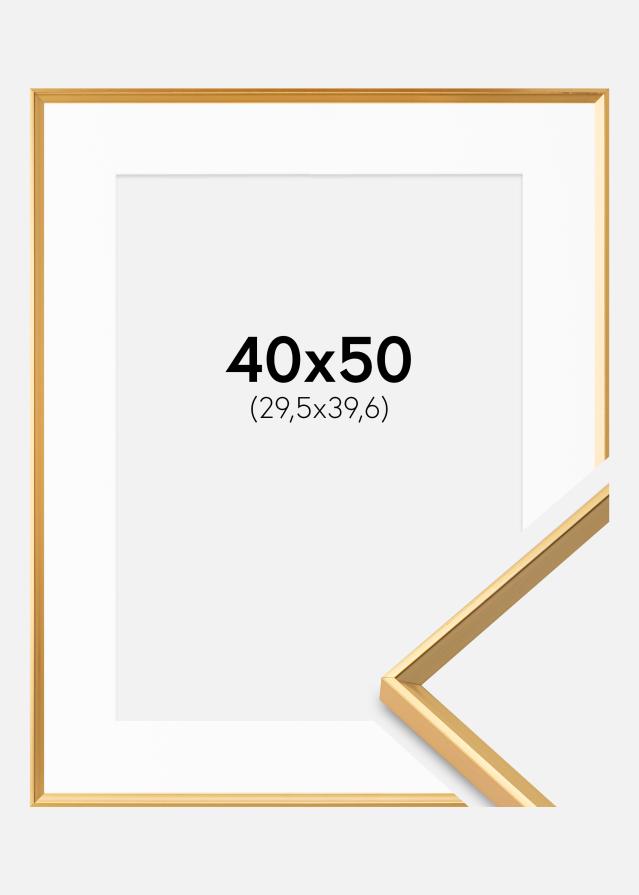 Ramme Desire Guld 40x50 cm - Passepartout Hvid 12x16 inches
