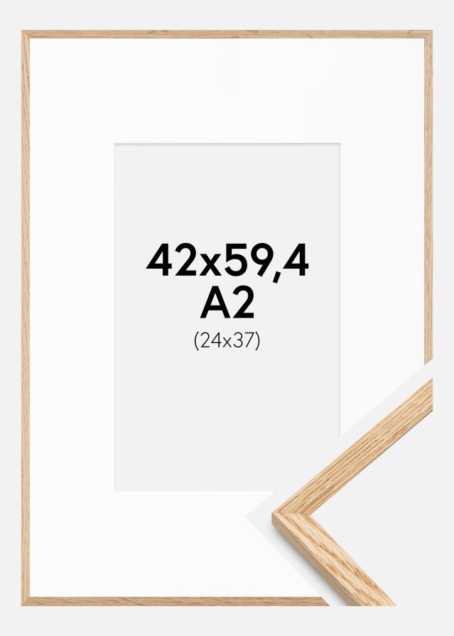 Ramme Tynd Eg 42x59,4 cm (A2) - Passepartout Hvid 25x38 cm