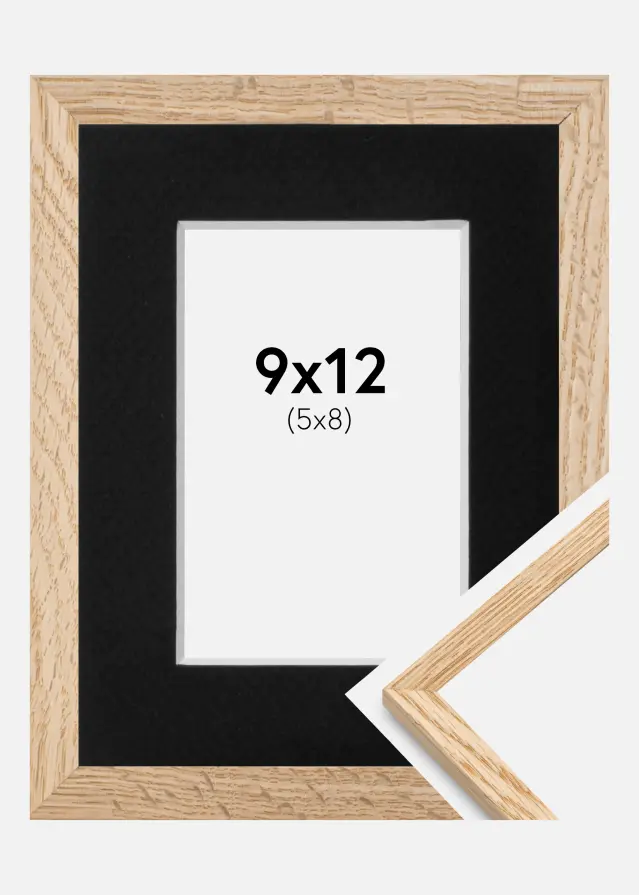 Ramme Tynd Eg 9x12 cm - Passepartout Sort 6x9 cm