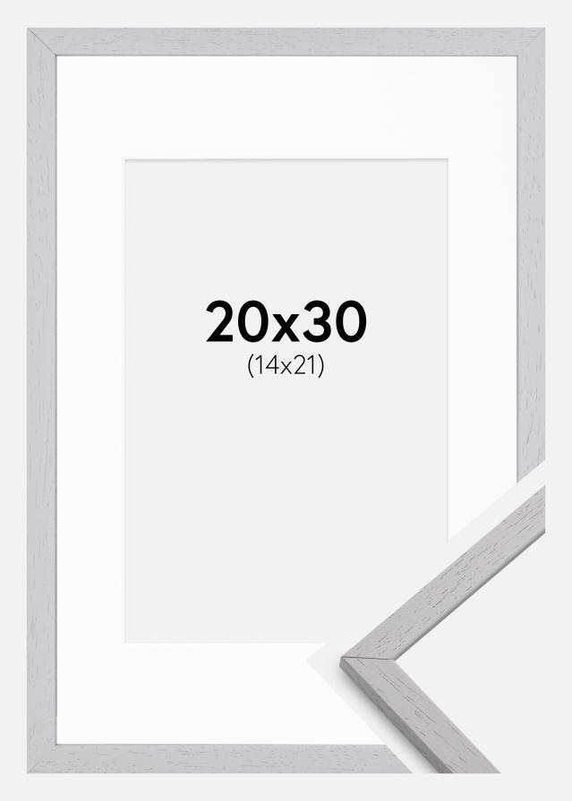 Ramme Edsbyn Grey 20x30 cm - Passepartout Hvid 15x22 cm