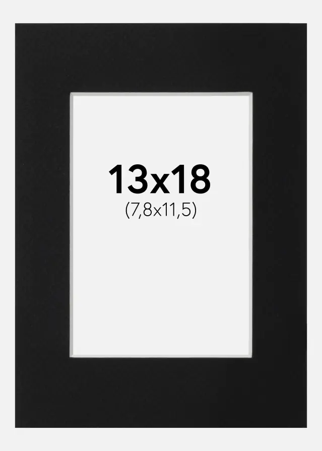 Passepartout Sort Standard (Hvid kerne) 13x18 cm (7,8x11,5)
