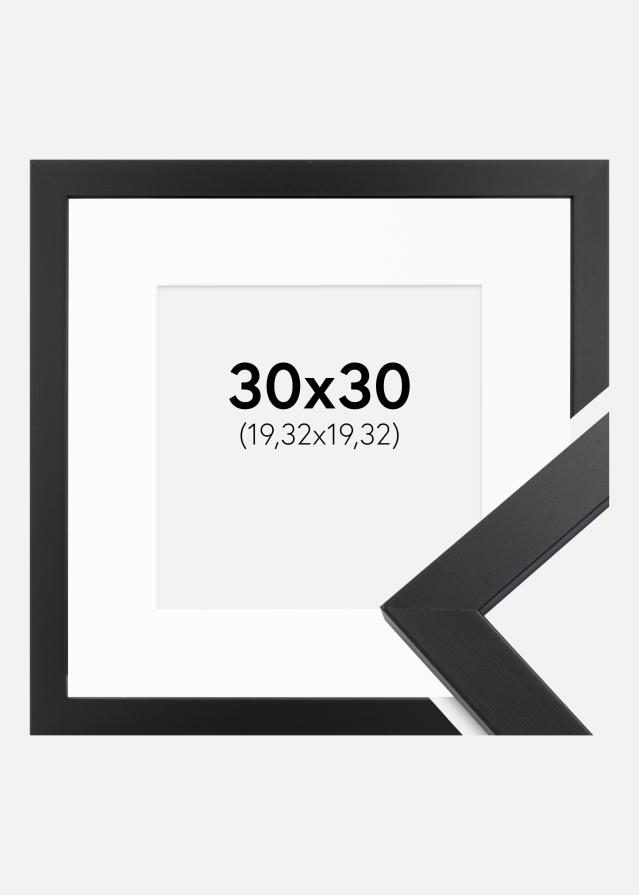 Ramme Black Wood 30x30 cm - Passepartout Hvid 8x8 inches