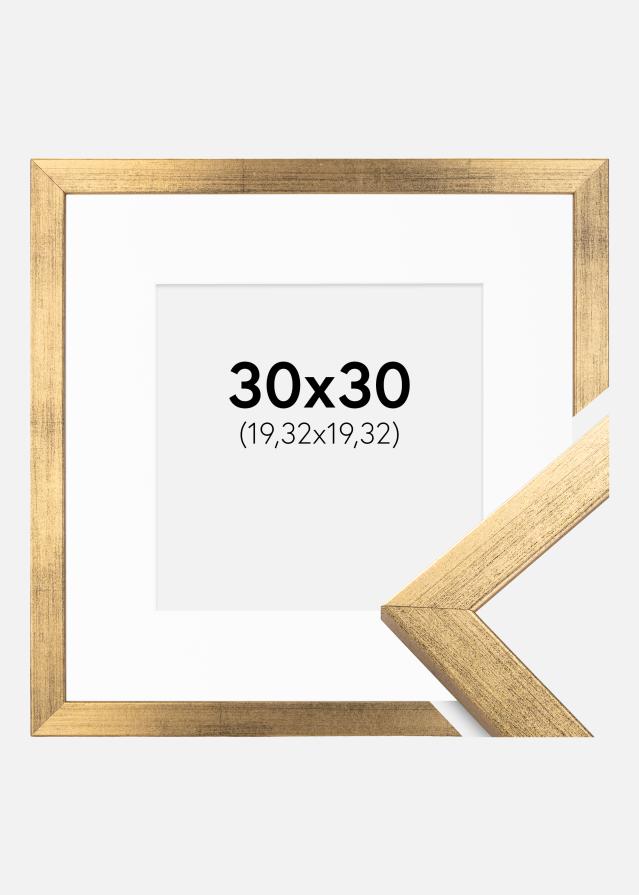 Ramme Stilren Guld 30x30 cm - Passepartout Hvid 8x8 inches
