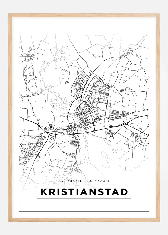 Kort - Kristianstad - Hvid Plakat