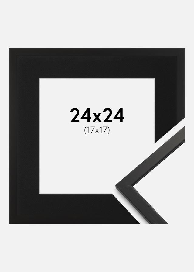 Ramme Edsbyn Sort 24x24 cm - Passepartout Sort 18x18 cm