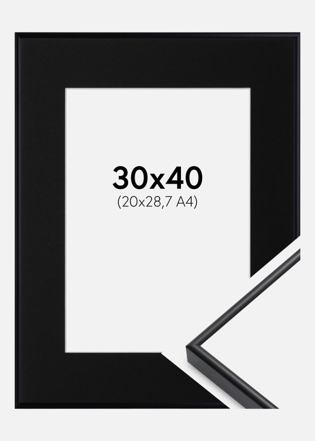 Ramme Visby Hvid 30x40 cm - Passepartout Sort 21x29,7 cm (A4)