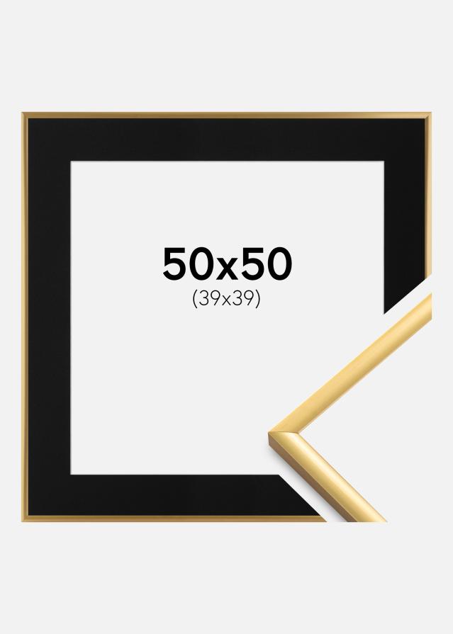 Ramme New Lifestyle Shiny Gold 50x50 cm - Passepartout Sort 40x40 cm