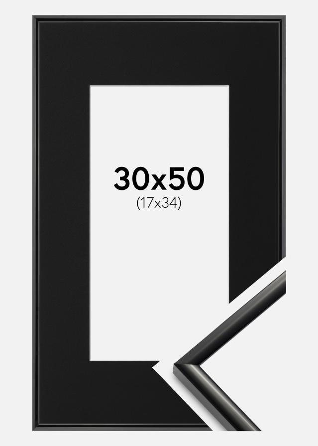 Ramme New Lifestyle Sort 30x50 cm - Passepartout Sort 18x35 cm