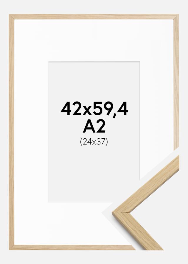 Ramme Edsbyn Eg 42x59,4 cm (A2) - Passepartout Hvid 25x38 cm