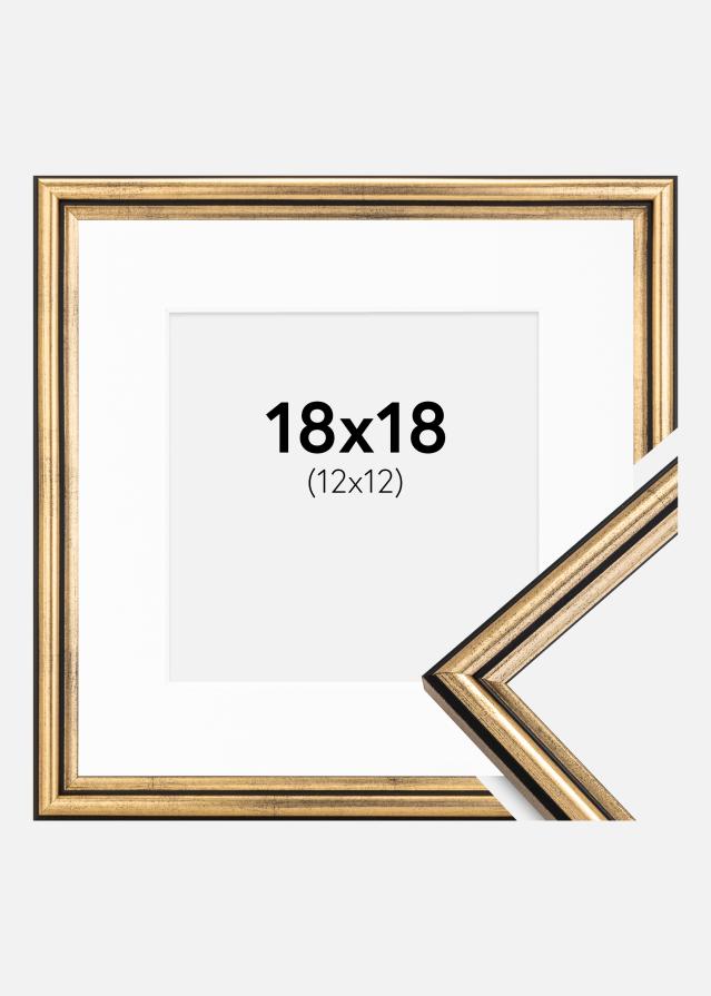 Ramme Horndal Guld 18x18 cm - Passepartout Hvid 13x13 cm