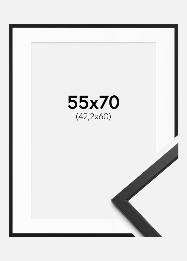 Ramme Edsbyn Sort 55x70 cm - Passepartout Hvid 43,2x61 cm (A2+)