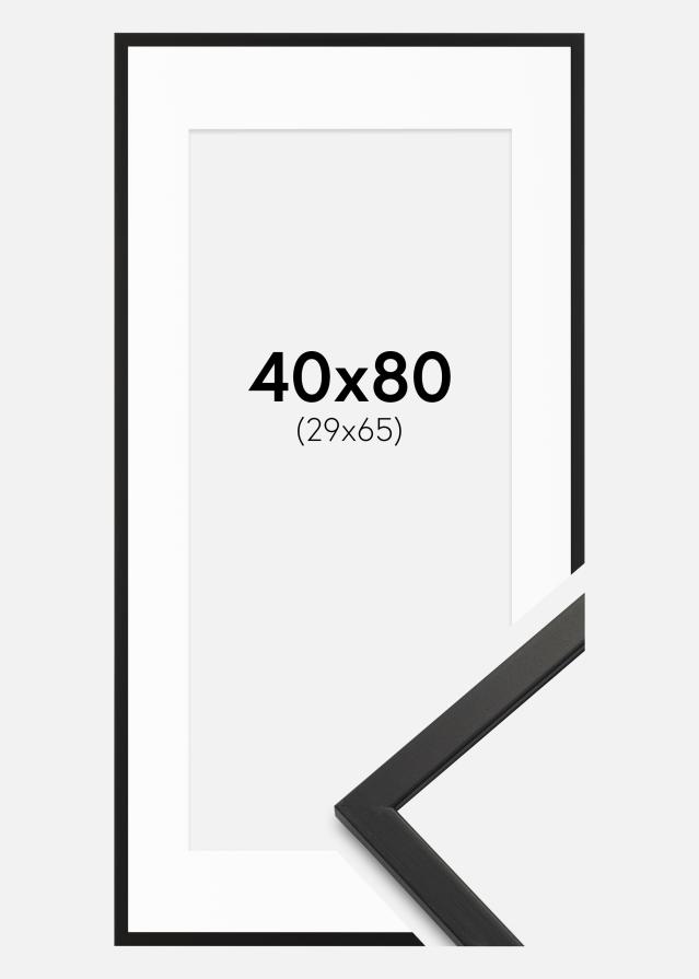 Ramme Edsbyn Sort 40x80 cm - Passepartout Hvid 30x66 cm