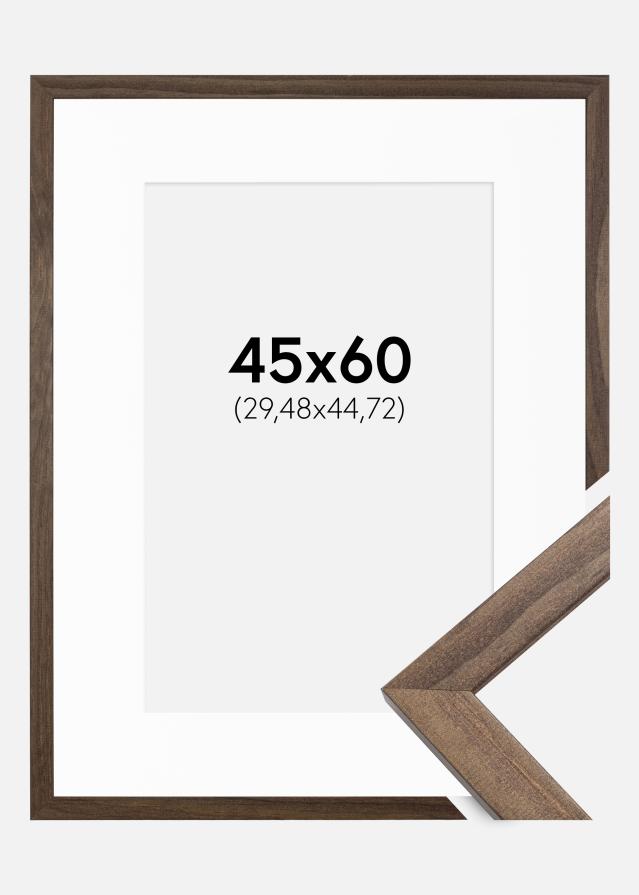 Ramme Stilren Valnød 45x60 cm - Passepartout Hvid 12x18 inches (30,48x45,72 cm)