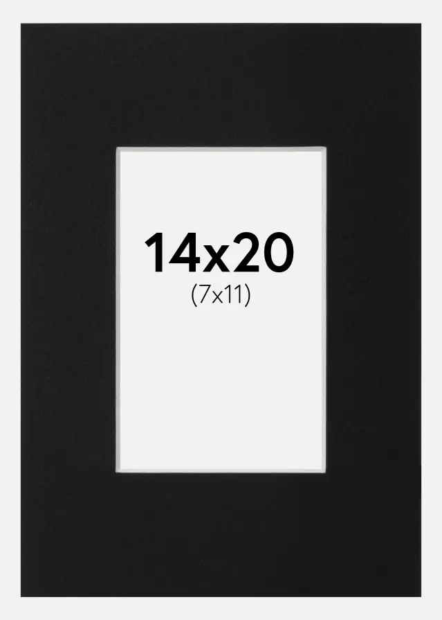 Passepartout Sort Standard (Hvid kerne) 14x20 cm (7x11)