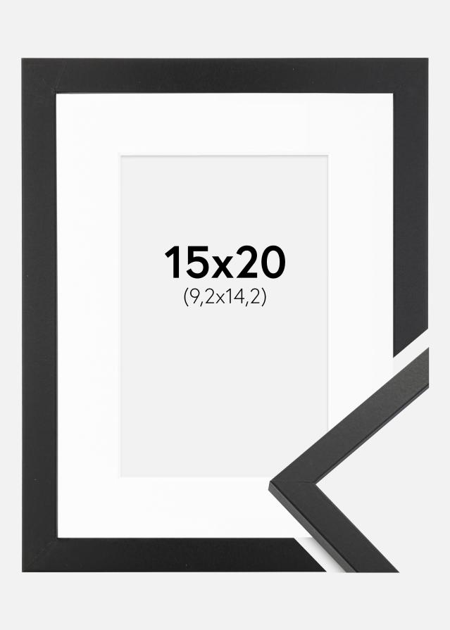 Ramme Trendy Sort 15x20 cm - Passepartout Hvid 4x6 inches