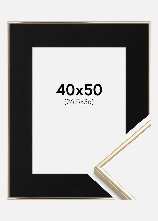 Ramme Visby Blank Guld 40x50 cm - Passepartout Sort 27,5x37 cm