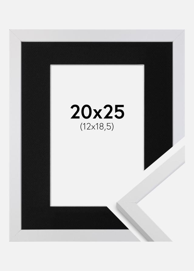 Ramme Trendy Hvid 20x25 cm - Passepartout Sort 13x19,5 cm