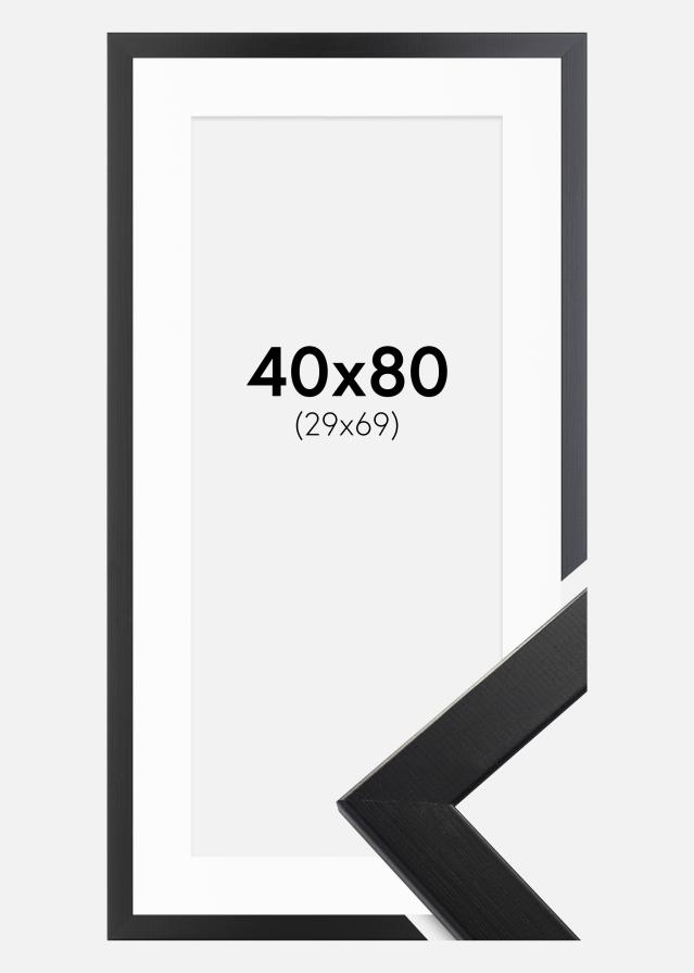 Ramme Trendline Sort 40x80 cm - Passepartout Hvid 30x70 cm