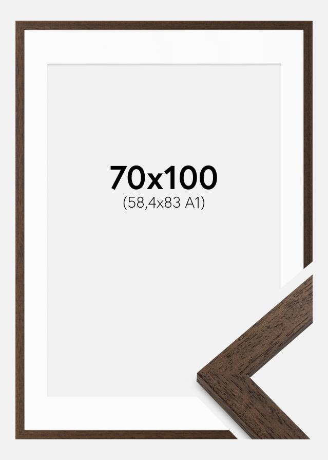 Ramme Brown Wood 70x100 cm - Passepartout Hvid 59,4x84 cm (A1)