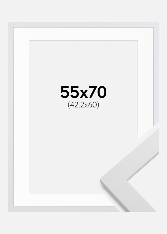 Ramme White Wood 55x70 cm - Passepartout Hvid 43,2x61 cm (A2+)