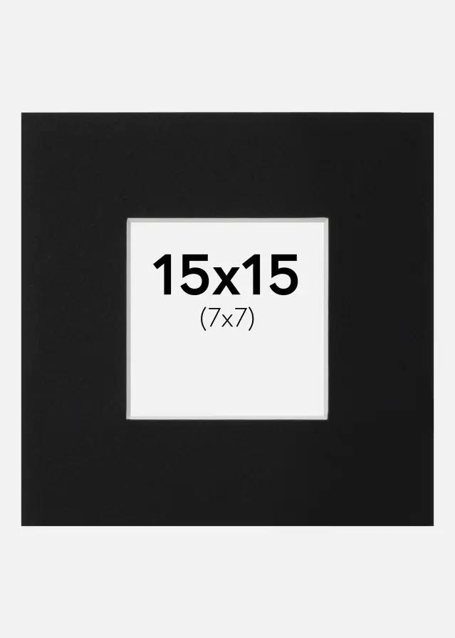 Passepartout Sort Standard (Hvid kerne) 15x15 cm (7x7)
