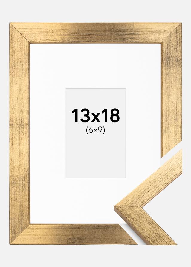 Ramme Stilren Guld 13x18 cm - Passepartout Hvid 7x10 cm