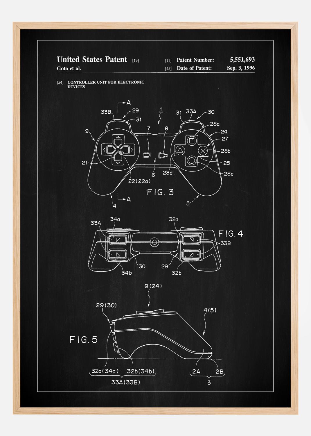 Product Image for Patent Print - Game Controller II - Black Plakat (21x29.7 cm (A4))