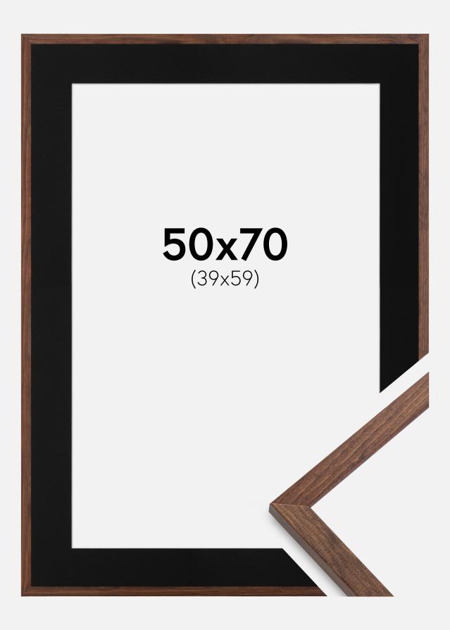 Ramme Galant Valnød 50x70 cm - Passepartout Sort 40x60 cm