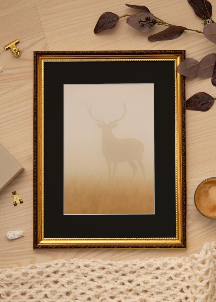 Ramme Abisko Guld 30x40 cm - Passepartout Sort 18x27 cm