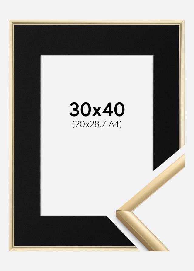 Ramme New Lifestyle Guld 30x40 cm - Passepartout Sort 21x29,7 cm (A4)
