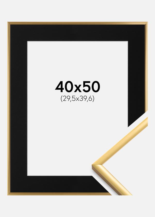 Ramme New Lifestyle Shiny Gold 40x50 cm - Passepartout Sort 12x16 inches